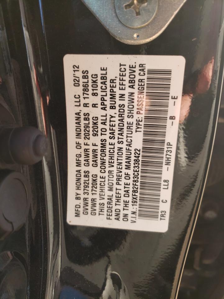 Photo 10 from auction – 2012 HONDA CIVIC EX with VIN 19XFB2F83CE338422