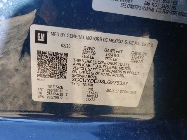 Photo 10 from auction – 2020 CHEVROLET SILVERADO with VIN 3GCUYDED8LG275337