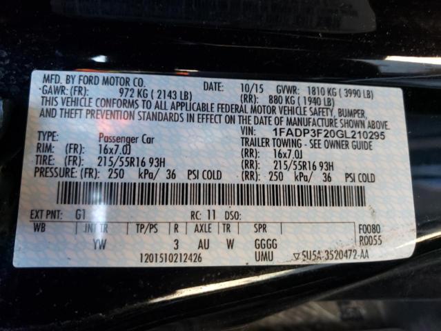 Photo 10 from auction – 2016 FORD FOCUS SE with VIN 1FADP3F20GL210295