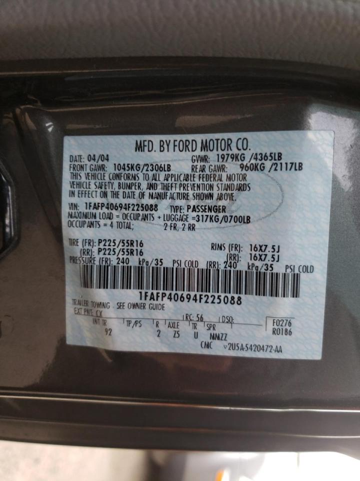 Photo 10 from auction – 2004 FORD MUSTANG with VIN 1FAFP40694F225088