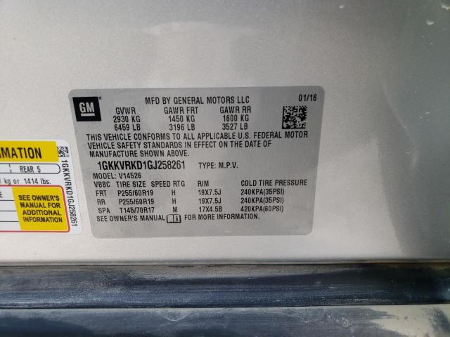 Photo 10 from auction – 2016 GMC ACADIA SLT with VIN 1GKKVRKD1GJ258261