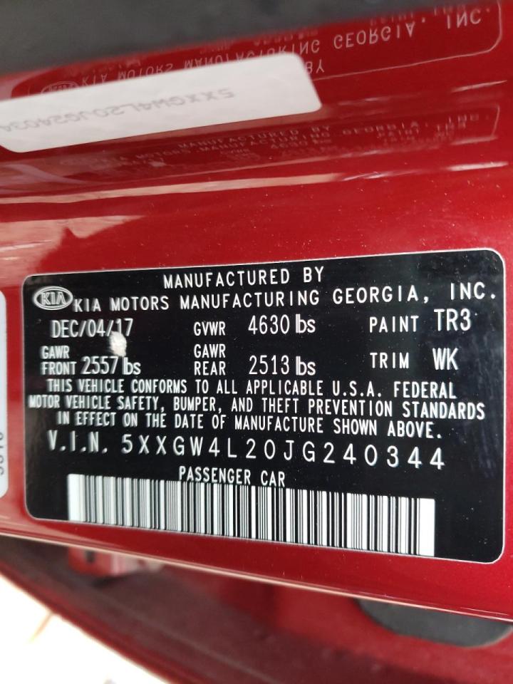 Photo 10 from auction – 2018 KIA OPTIMA SX with VIN 5XXGW4L20JG240344