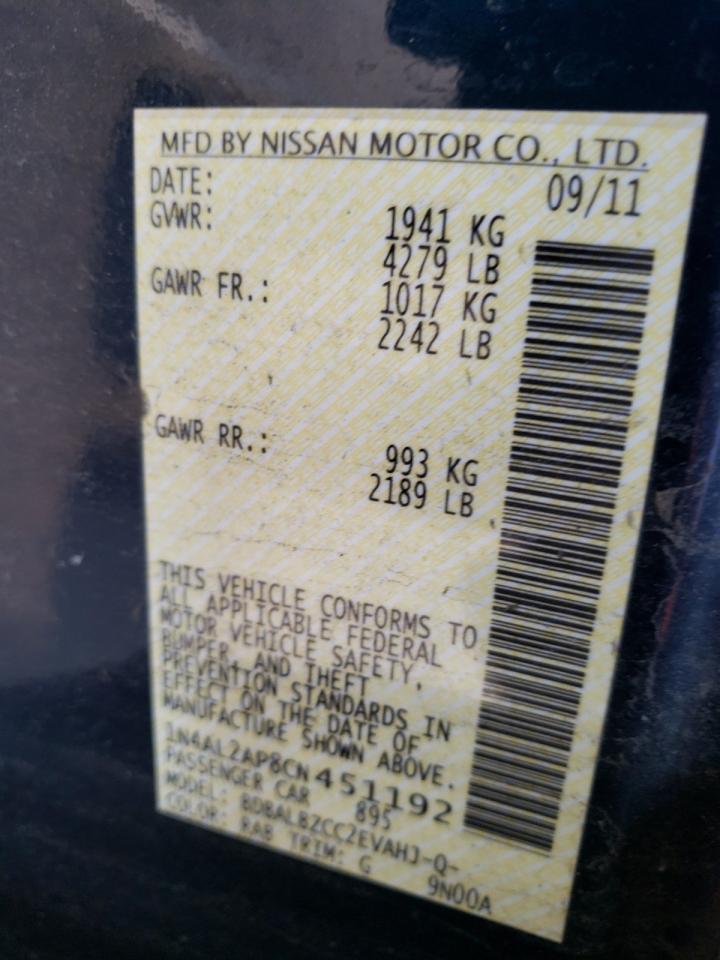 Zdjęcie 10 z aukcji – 2012 NISSAN ALTIMA BAS z VIN 1N4AL2AP8CN451192