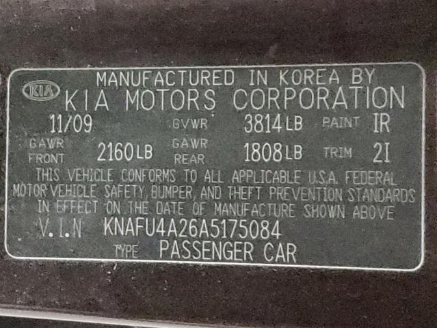 Photo 10 from auction – 2010 KIA FORTE EX with VIN KNAFU4A26A5175084
