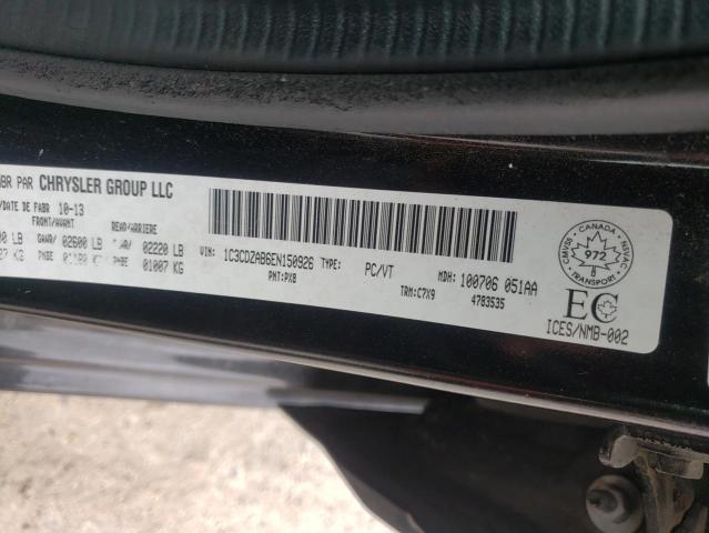 Photo 10 from auction – 2014 DODGE AVENGER SE with VIN 1C3CDZAB6EN150926
