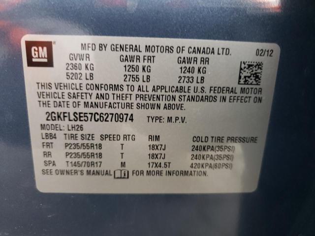 Photo 10 from auction – 2012 GMC TERRAIN SL with VIN 2GKFLSE57C6270974