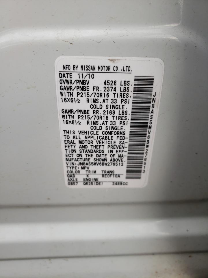 Photo 10 from auction – 2011 NISSAN ROGUE S with VIN JN8AS5MV6BW276513