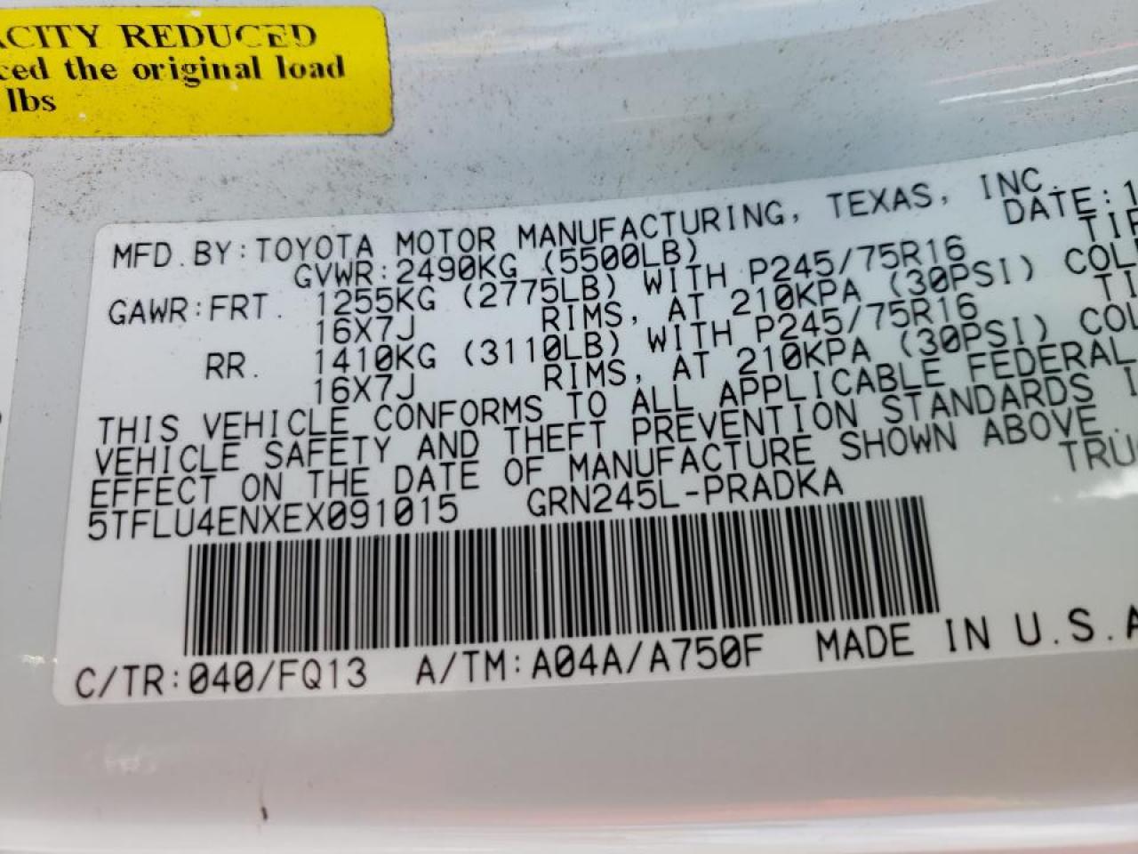 Photo 10 from auction – 2014 TOYOTA TACOMA DOU with VIN 5TFLU4ENXEX091015