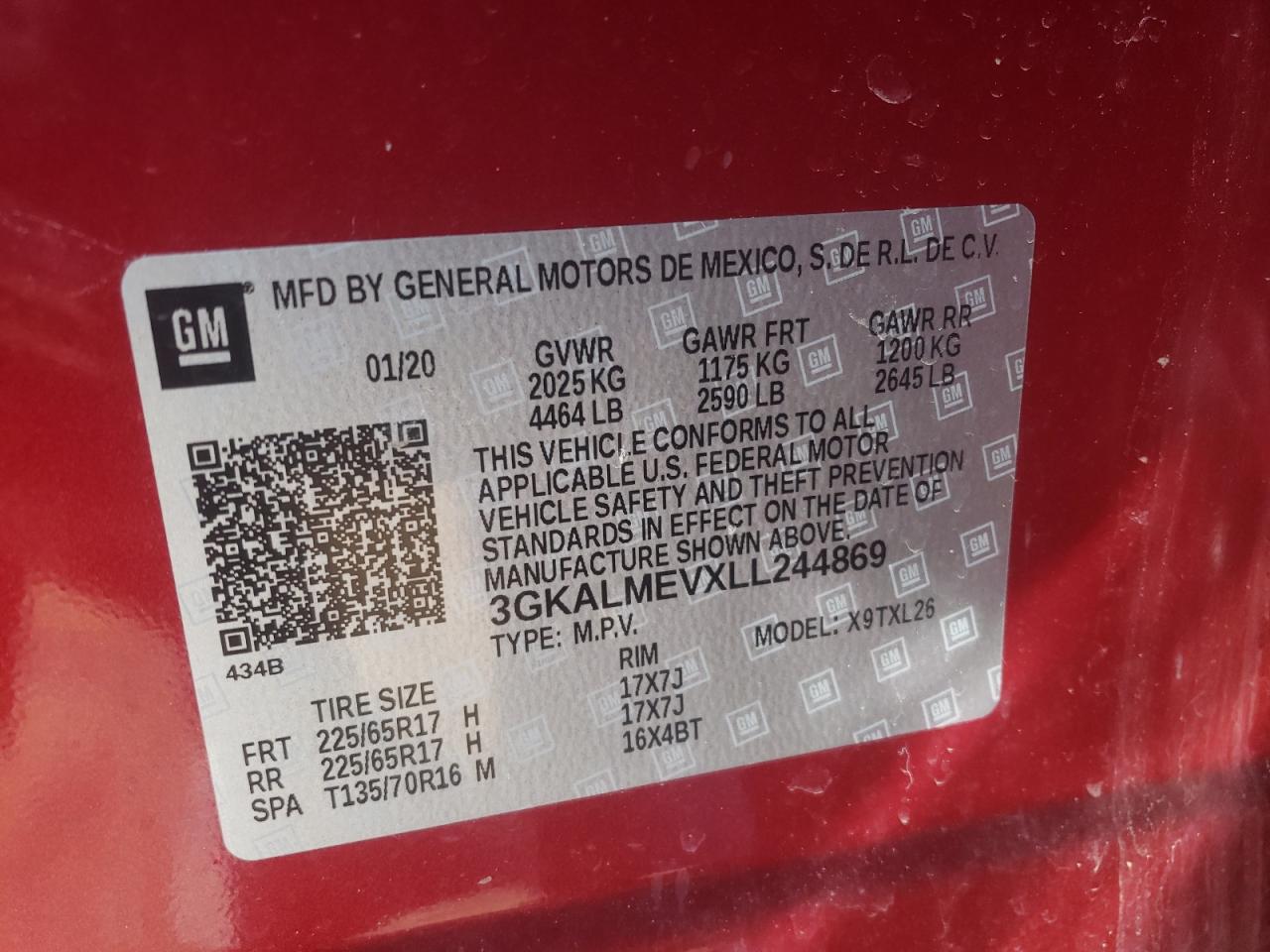 Photo 10 from auction – 2020 GMC TERRAIN SL with VIN 3GKALMEVXLL244869
