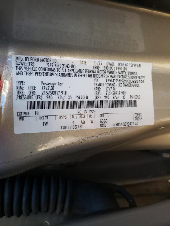 Photo 10 from auction – 2016 FORD FOCUS SE with VIN 1FADP3K29GL228154