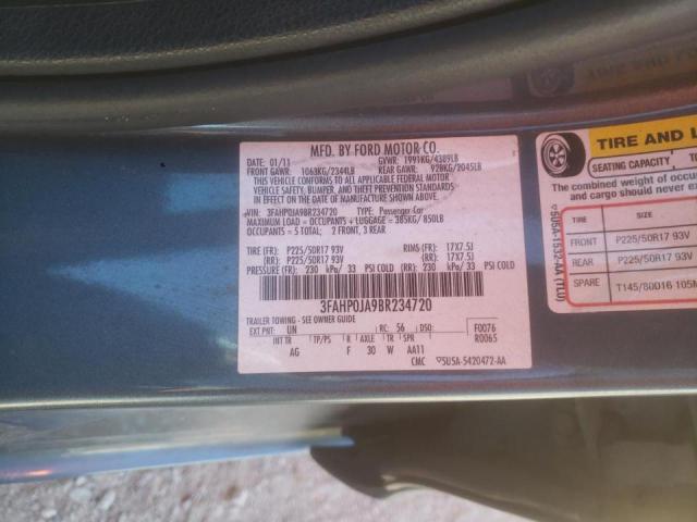 Photo 10 from auction – 2011 FORD FUSION SEL with VIN 3FAHP0JA9BR234720
