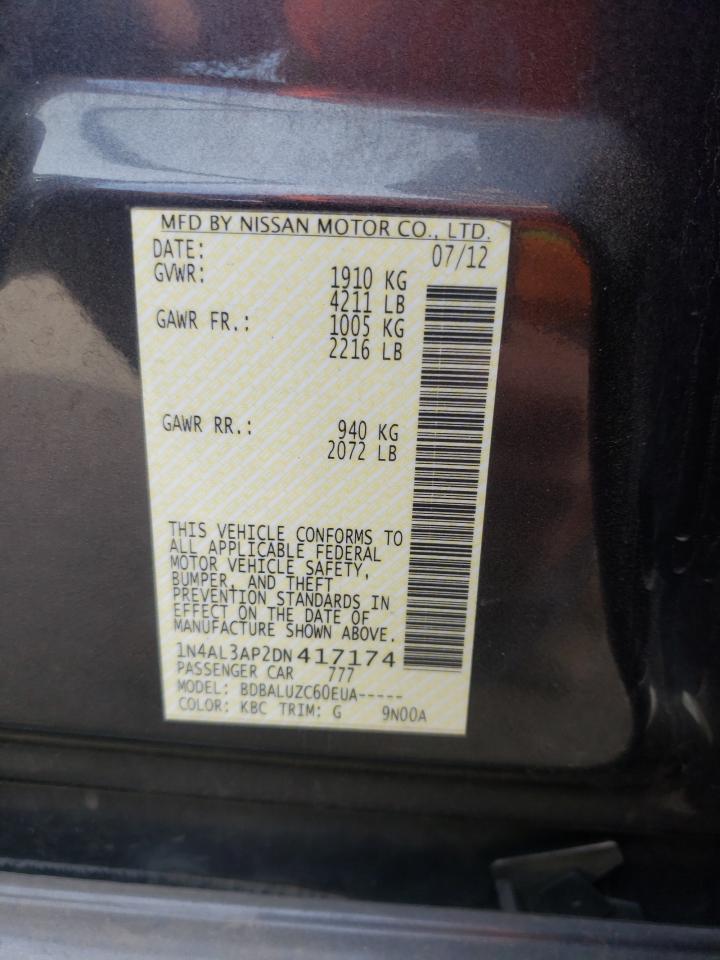Photo 10 from auction – 2013 NISSAN ALTIMA 2.5 with VIN 1N4AL3AP2DN417174