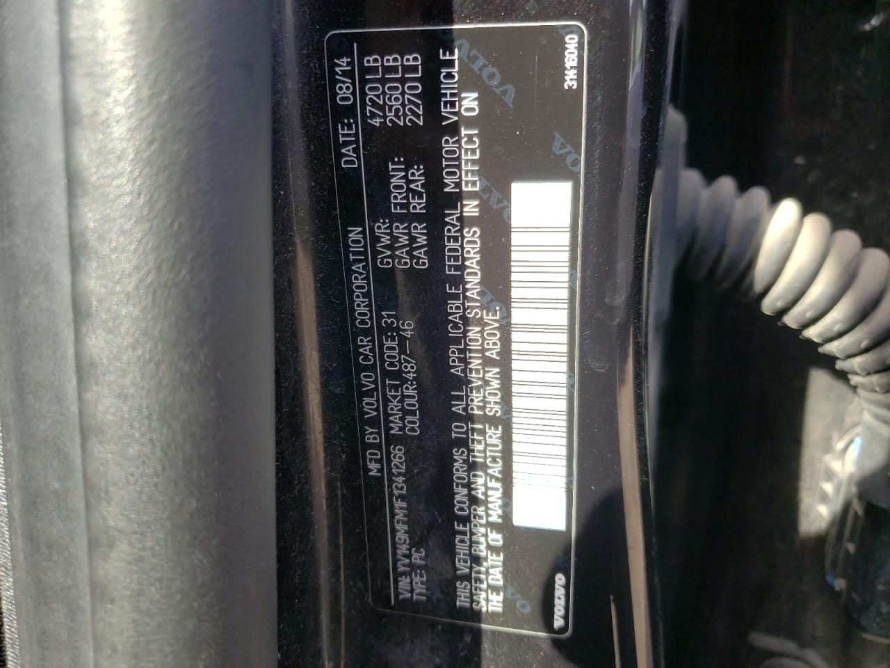 Photo 10 from auction – 2015 VOLVO S60 PLATIN with VIN YV149MFM1F1341266