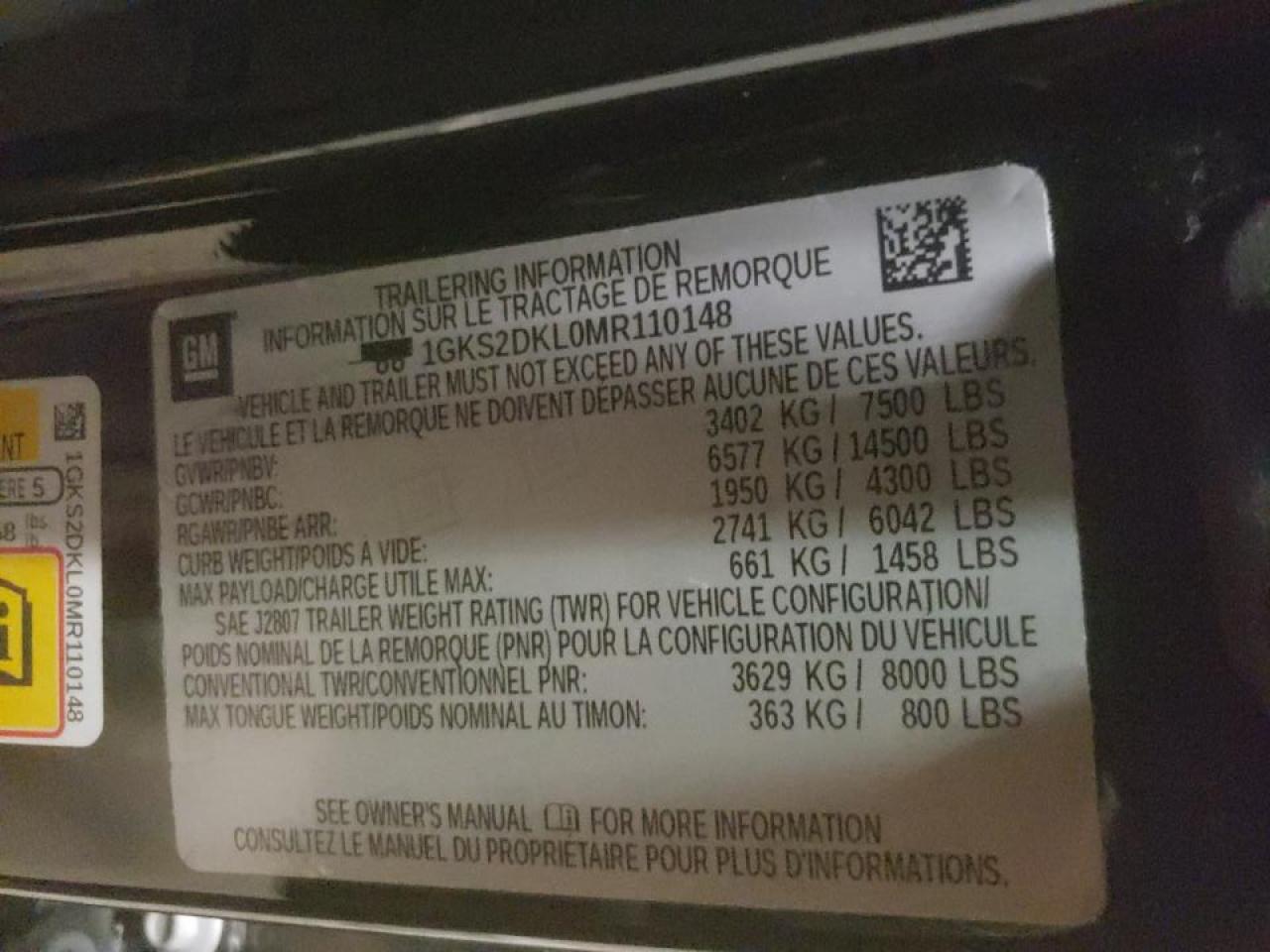 Photo 10 from auction – 2021 GMC YUKON DENA with VIN 1GKS2DKL0MR110148