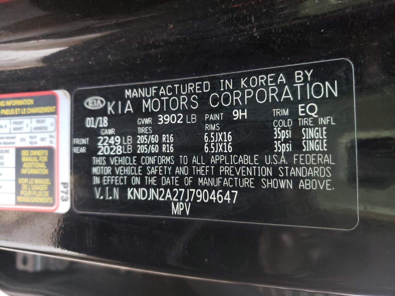 Photo 10 from auction – 2018 KIA SOUL with VIN KNDJN2A27J7904647