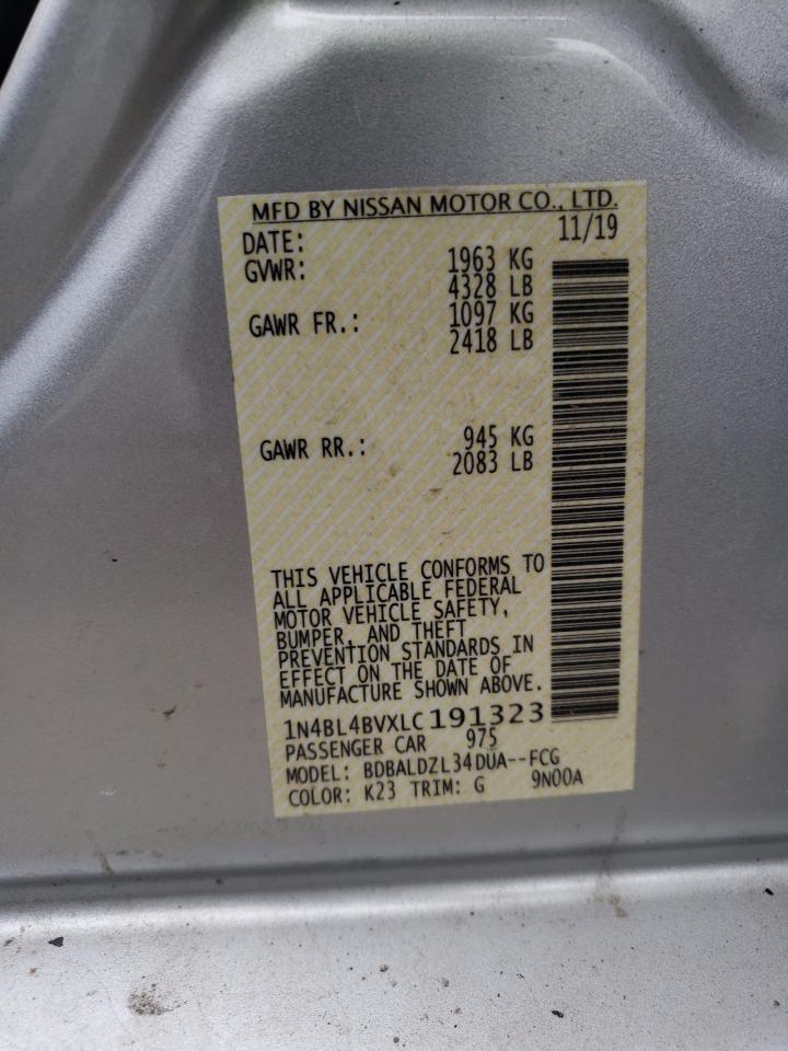 Photo 10 from auction – 2020 NISSAN ALTIMA S with VIN 1N4BL4BVXLC191323