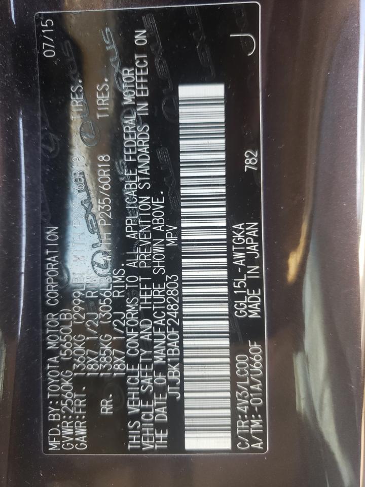 Photo 10 from auction – 2015 LEXUS RX 350 BAS with VIN JTJBK1BA0F2482803