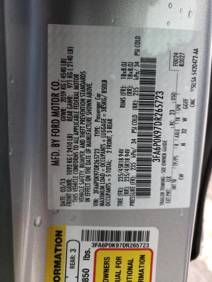 Photo 10 from auction – 2013 FORD FUSION TIT with VIN 3FA6P0K97DR265723