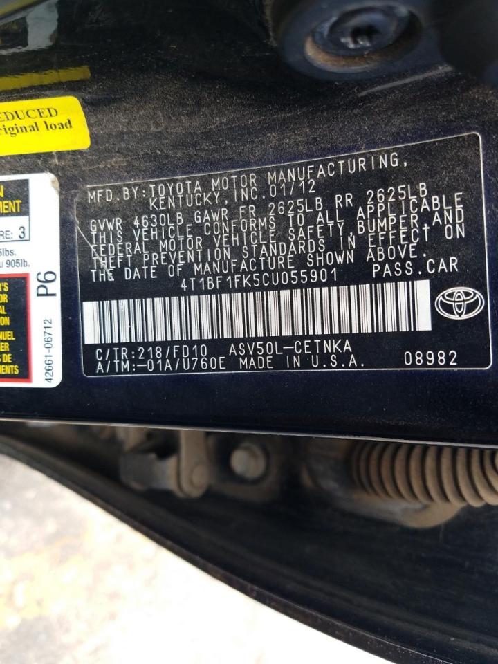 Photo 10 from auction – 2012 TOYOTA CAMRY BASE with VIN 4T1BF1FK5CU055901
