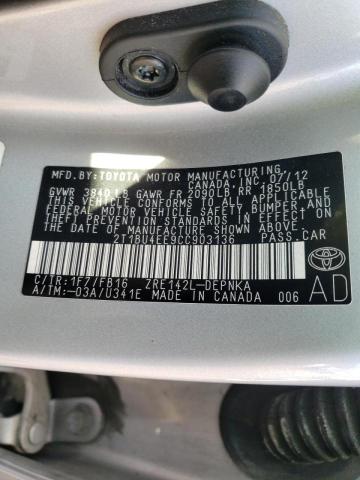 Photo 10 from auction – 2012 TOYOTA COROLLA BA with VIN 2T1BU4EE9CC903136