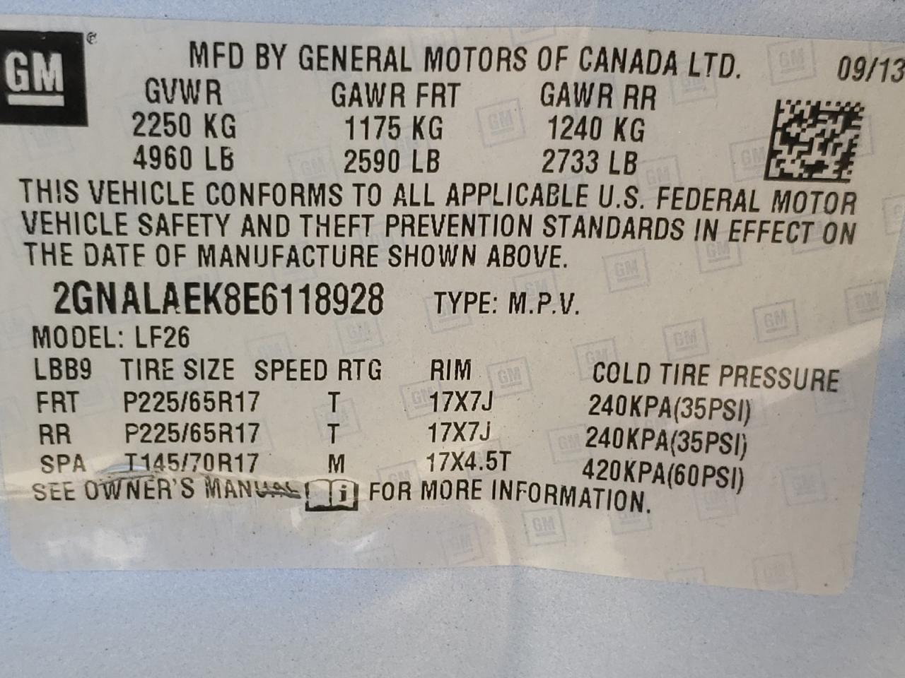 Photo 10 from auction – 2014 CHEVROLET EQUINOX LS with VIN 2GNALAEK8E6118928