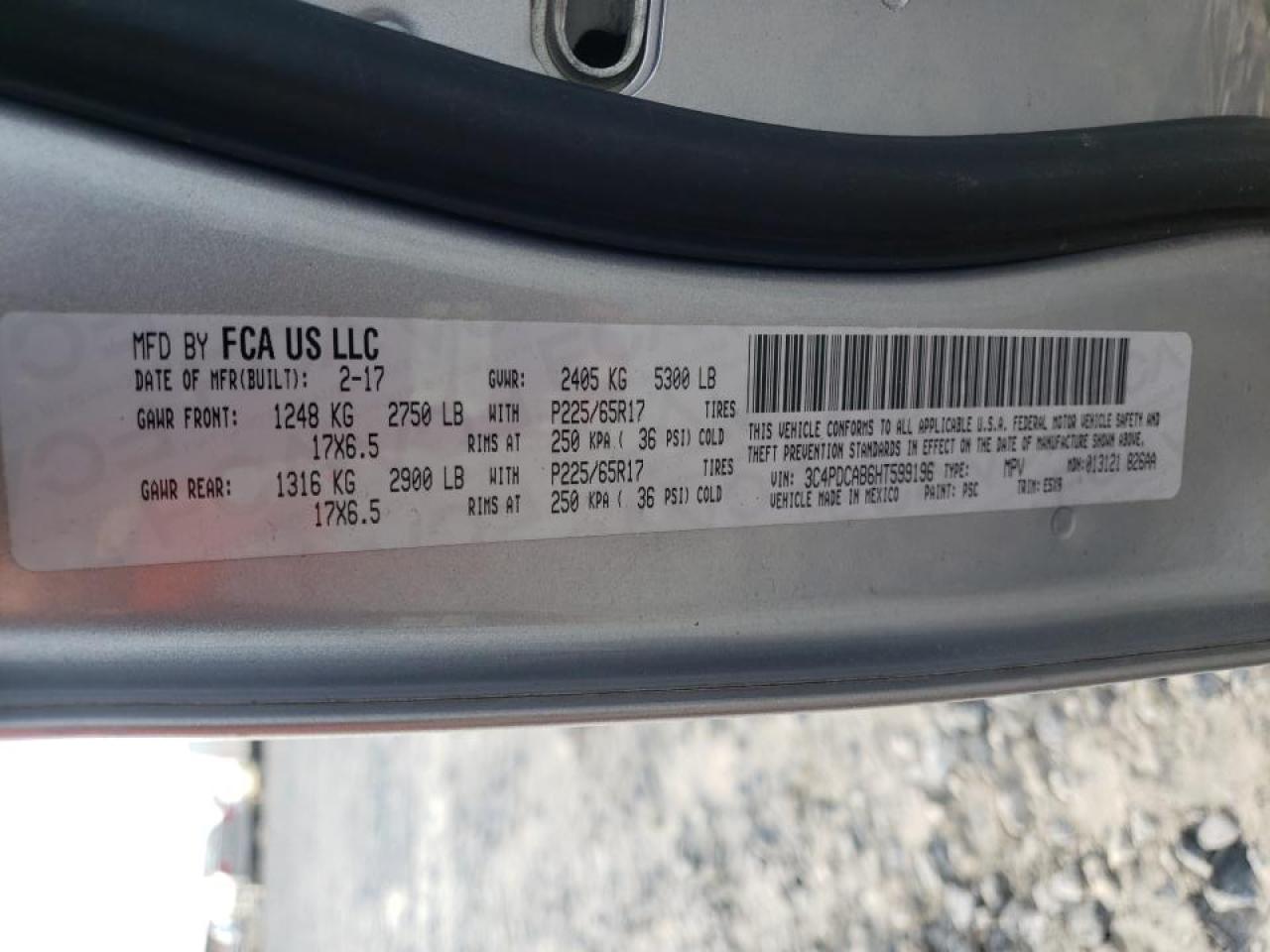 Photo 10 from auction – 2017 DODGE JOURNEY SE with VIN 3C4PDCAB6HT599196