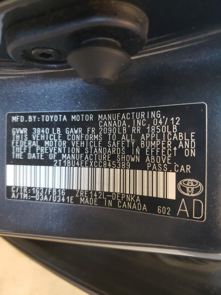Photo 10 from auction – 2012 TOYOTA COROLLA BA with VIN 2T1BU4EEXCC845389