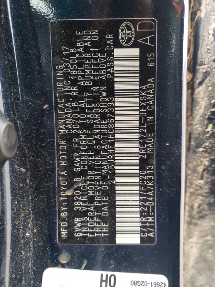 Photo 10 from auction – 2017 TOYOTA COROLLA with VIN 2T1BURHE1HC867393