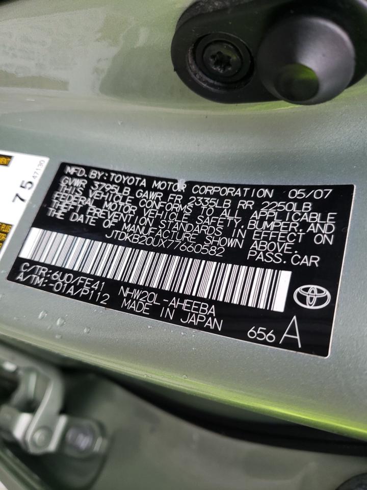 Photo 10 from auction – 2007 TOYOTA PRIUS with VIN JTDKB20UX77660582
