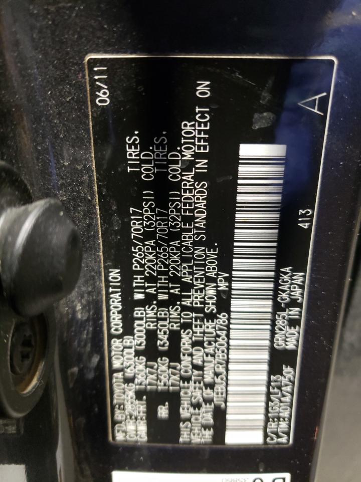 Photo 10 from auction – 2011 TOYOTA 4RUNNER SR with VIN JTEBU5JR7B5064786