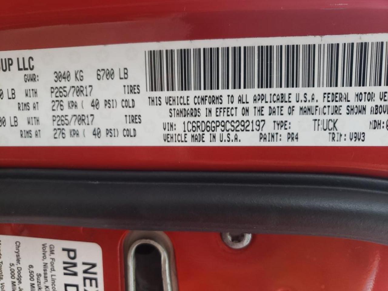 Photo 10 from auction – 2012 DODGE RAM 1500 S with VIN 1C6RD6GP9CS292197