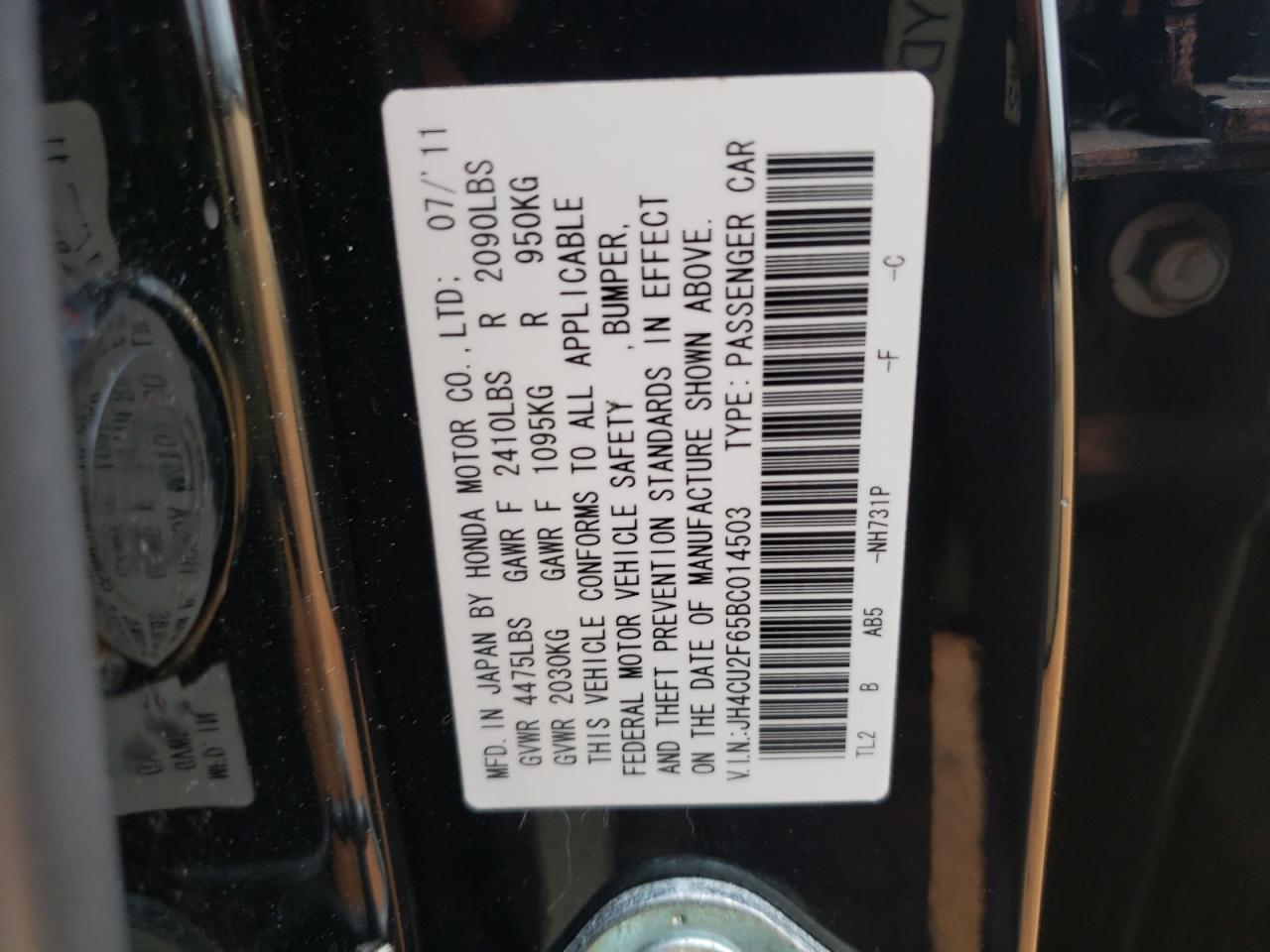 Foto 10 de la subasta – 2011 ACURA TSX con VIN JH4CU2F65BC014503