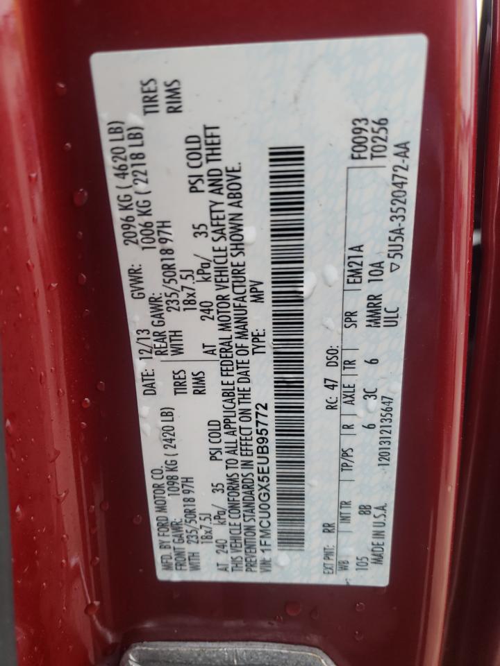 Photo 10 from auction – 2014 FORD ESCAPE SE with VIN 1FMCU0GX5EUB95772
