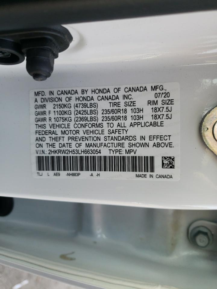 Photo 10 from auction – 2020 HONDA CRV with VIN 2HKRW2H53LH663054