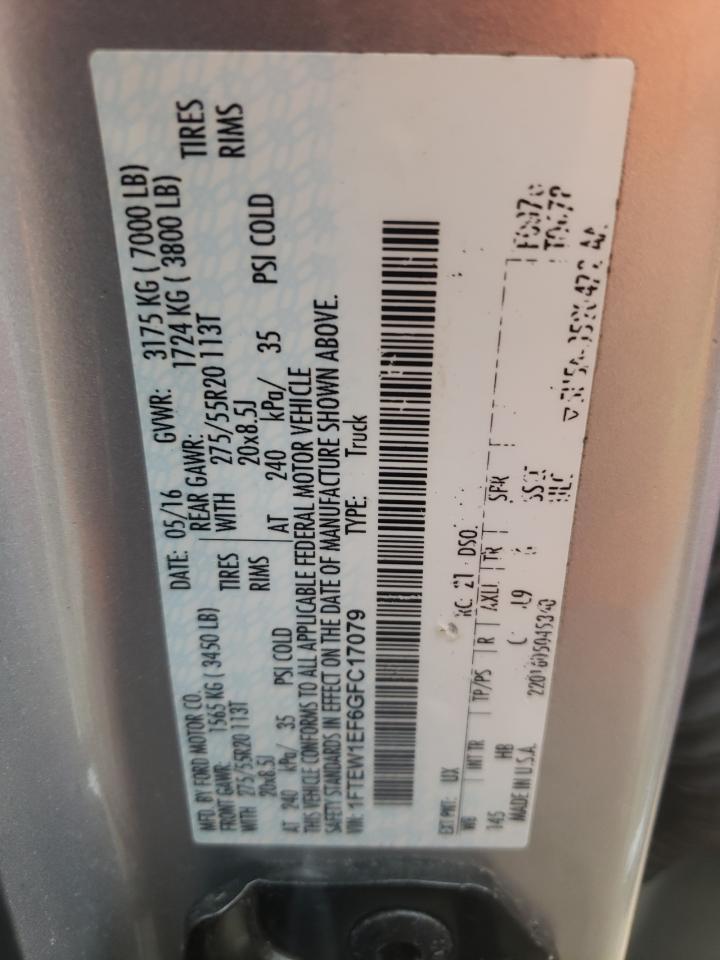Photo 10 from auction – 2016 FORD F150 SUPER with VIN 1FTEW1EF6GFC17079