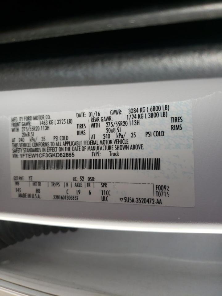 Photo 10 from auction – 2016 FORD F150 SUPER with VIN 1FTEW1CF3GKD62865