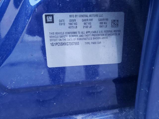 Photo 10 from auction – 2012 CHEVROLET CRUZE LS with VIN 1G1PC5SHXC7307993