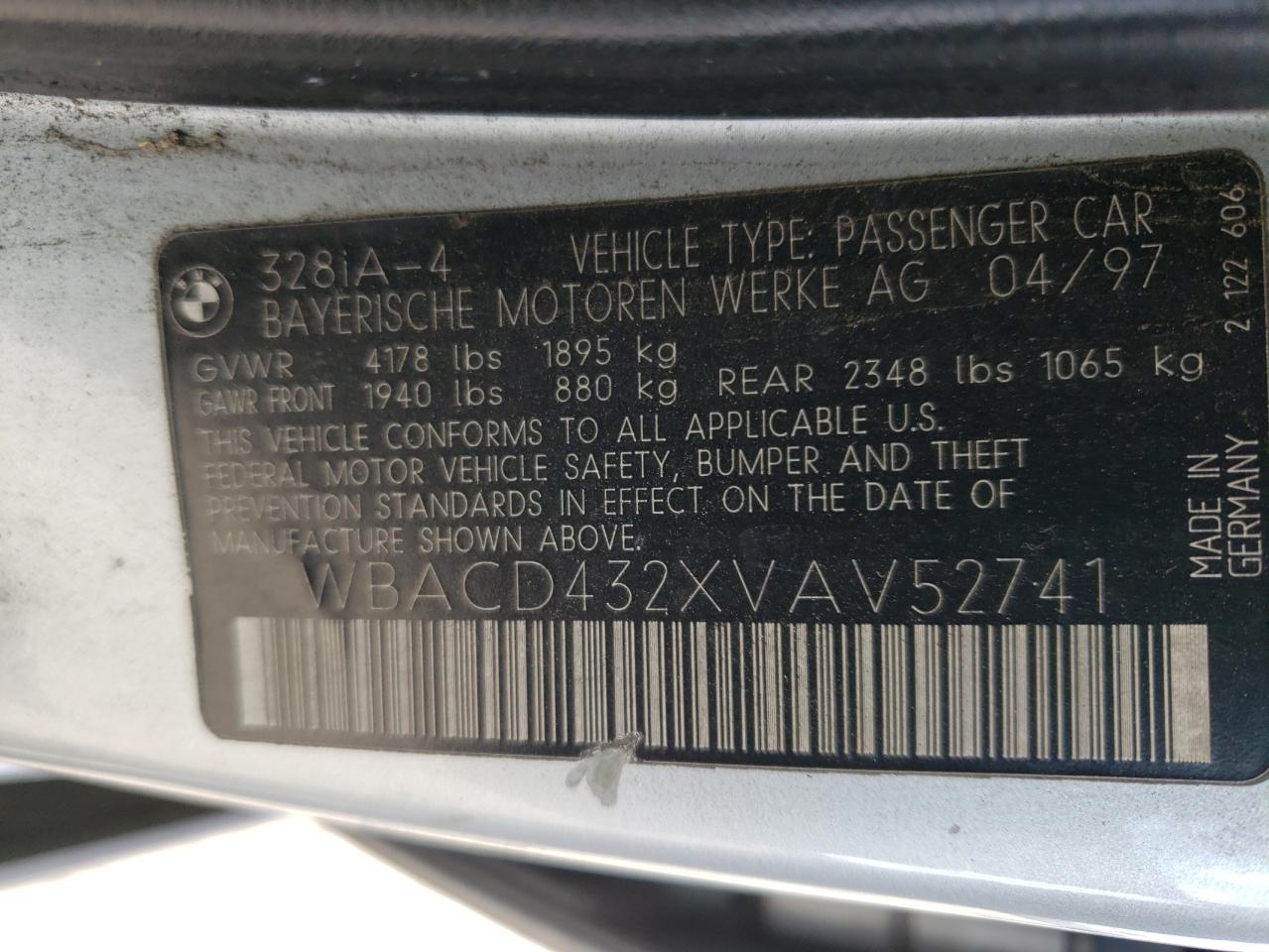 Photo 10 from auction – 1997 BMW 328 I AUTO with VIN WBACD432XVAV52741