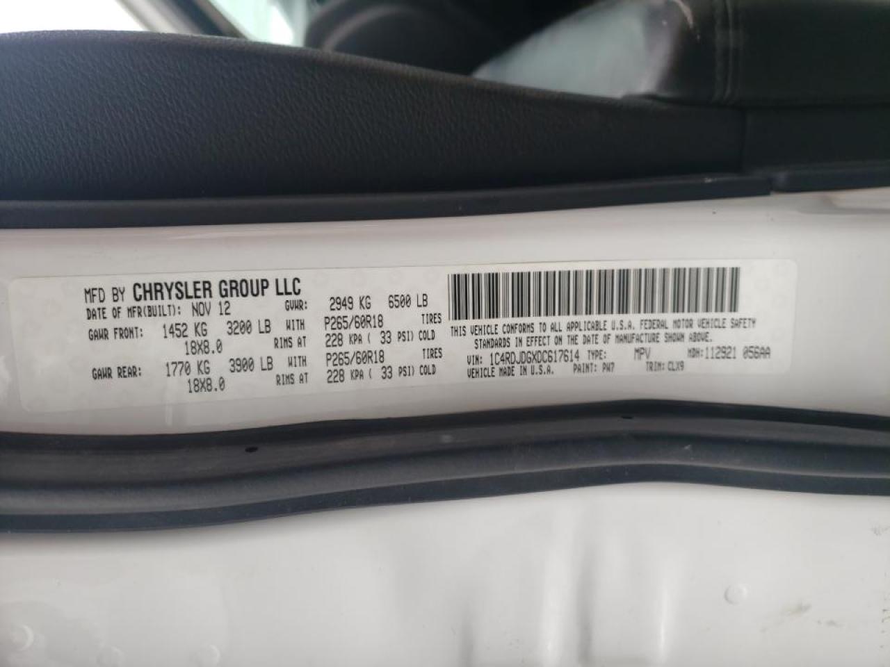 Photo 10 from auction – 2013 DODGE DURANGO CR with VIN 1C4RDJDGXDC617614