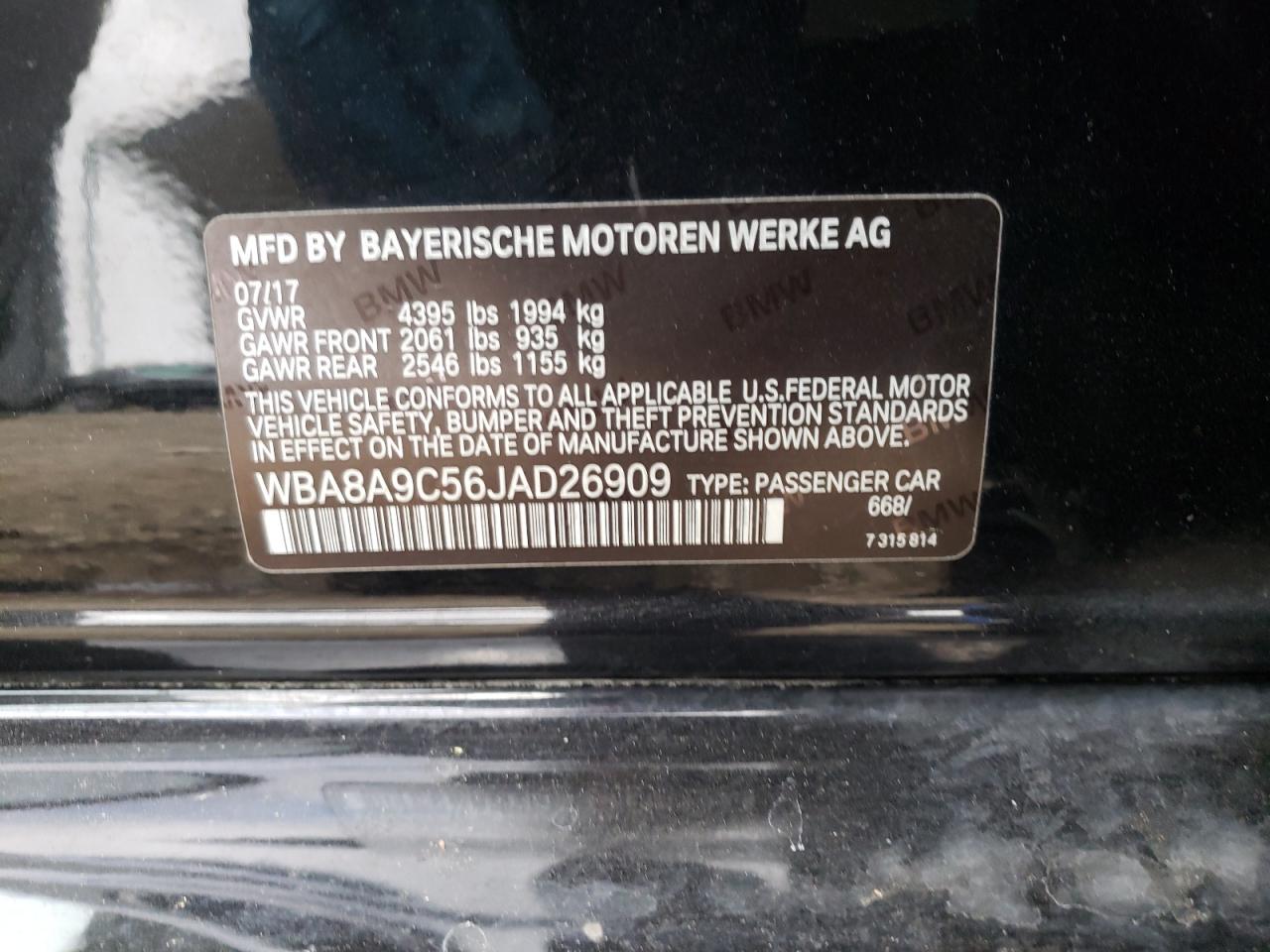Photo 10 from auction – 2018 BMW 320 I with VIN WBA8A9C56JAD26909