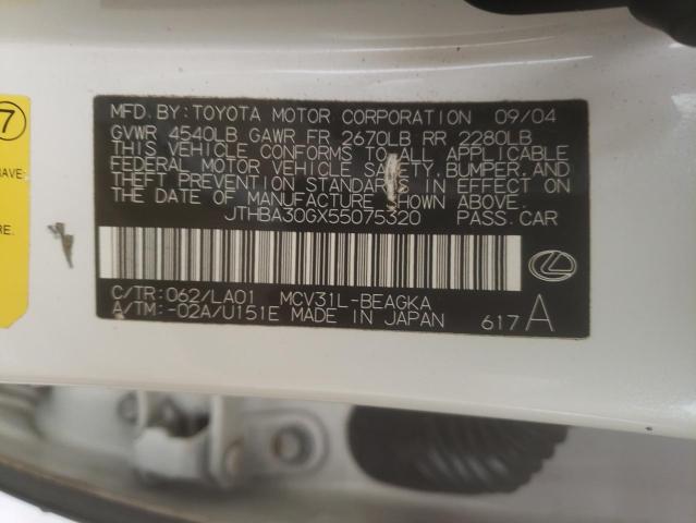 Photo 10 from auction – 2005 LEXUS ES 330 with VIN JTHBA30GX55075320