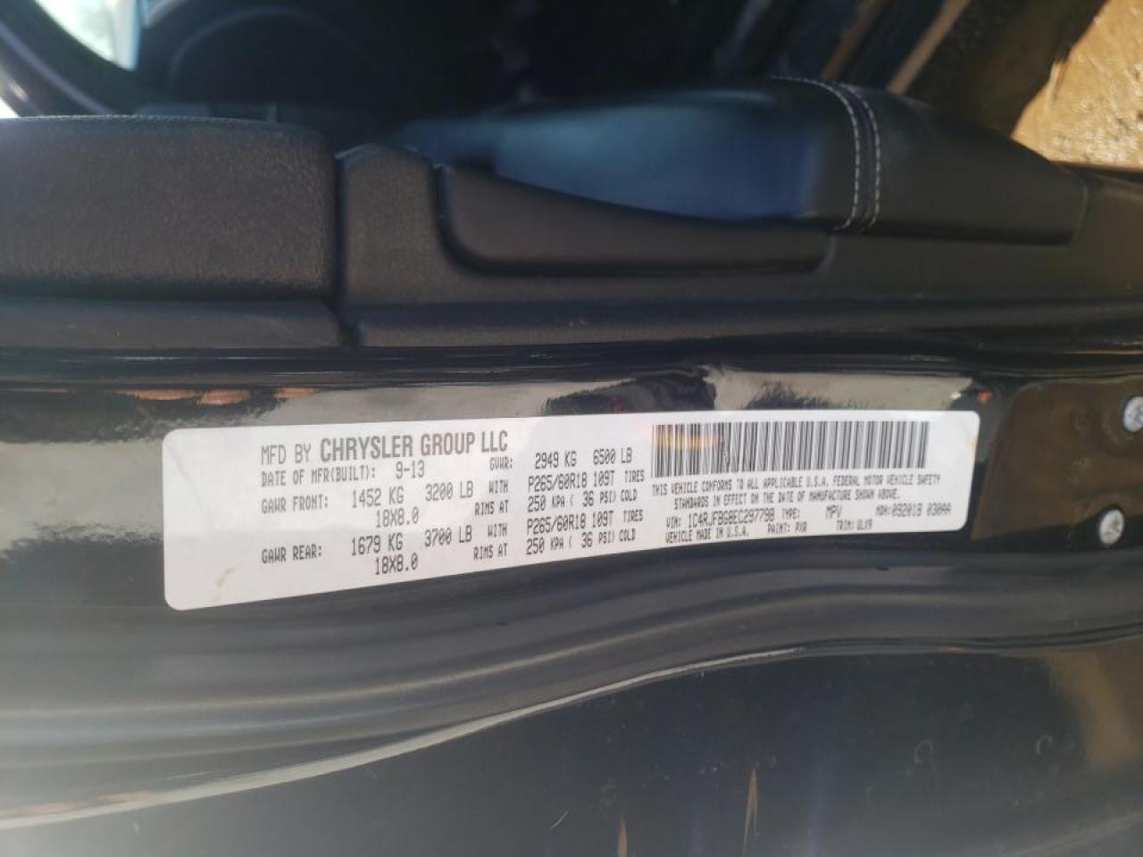 Photo 10 from auction – 2014 JEEP GRAND CHER with VIN 1C4RJFBG8EC297798