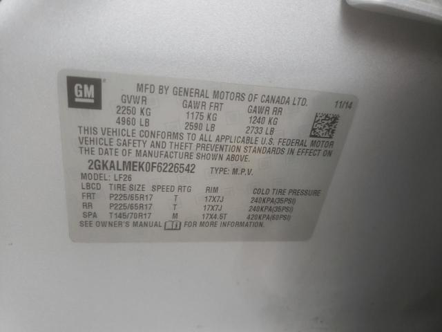 Photo 10 from auction – 2015 GMC TERRAIN SL with VIN 2GKALMEK0F6226542