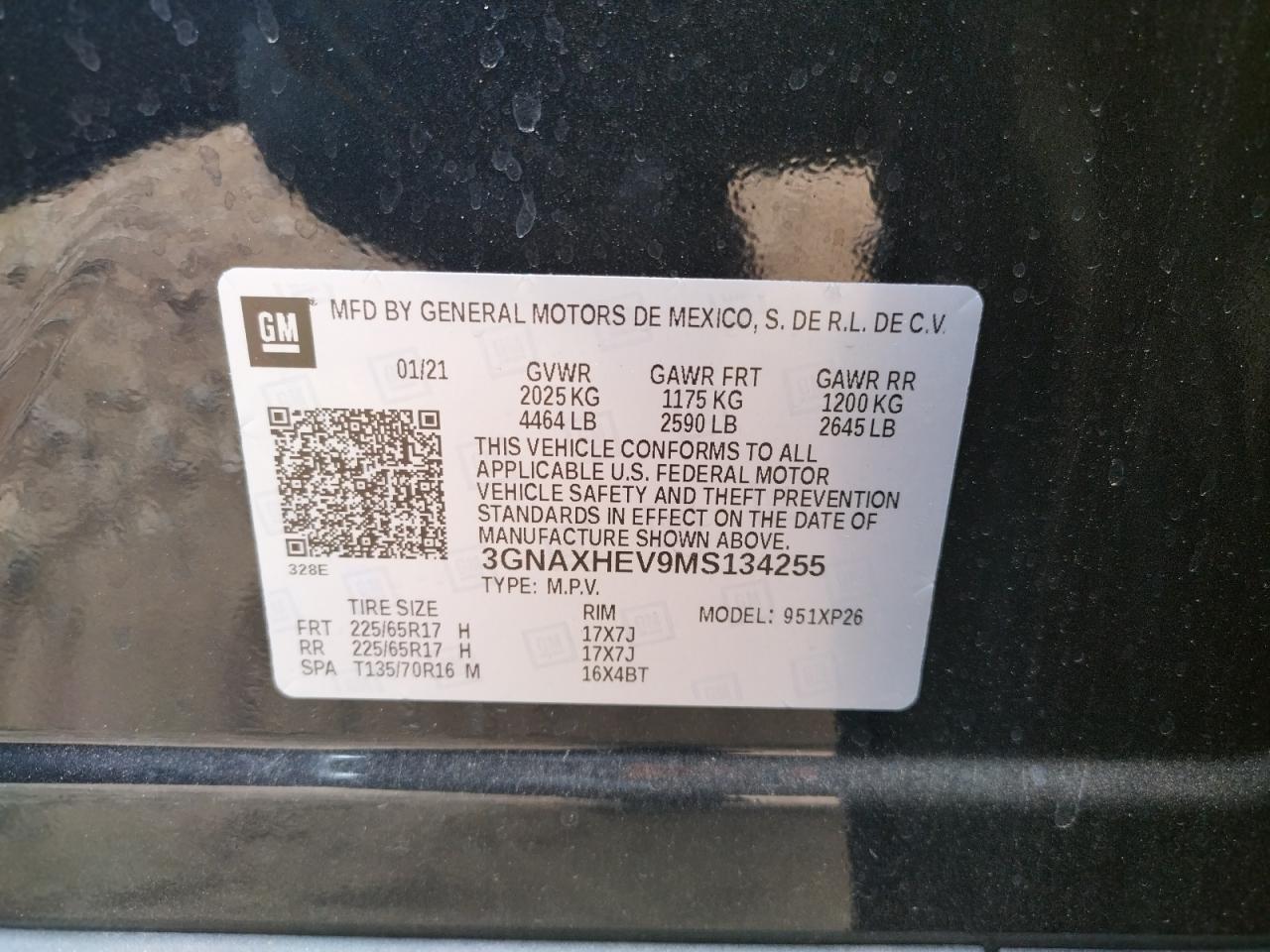 Photo 10 from auction – 2021 CHEVROLET EQUINOX LS with VIN 3GNAXHEV9MS134255