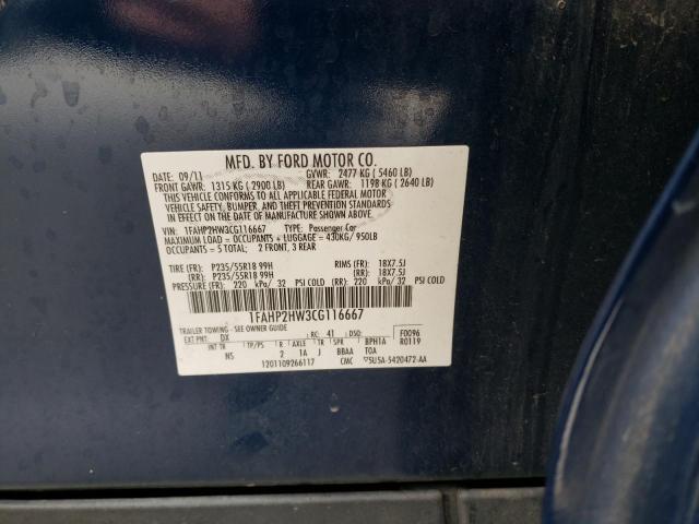 Photo 10 from auction – 2012 FORD TAURUS SEL with VIN 1FAHP2HW3CG116667