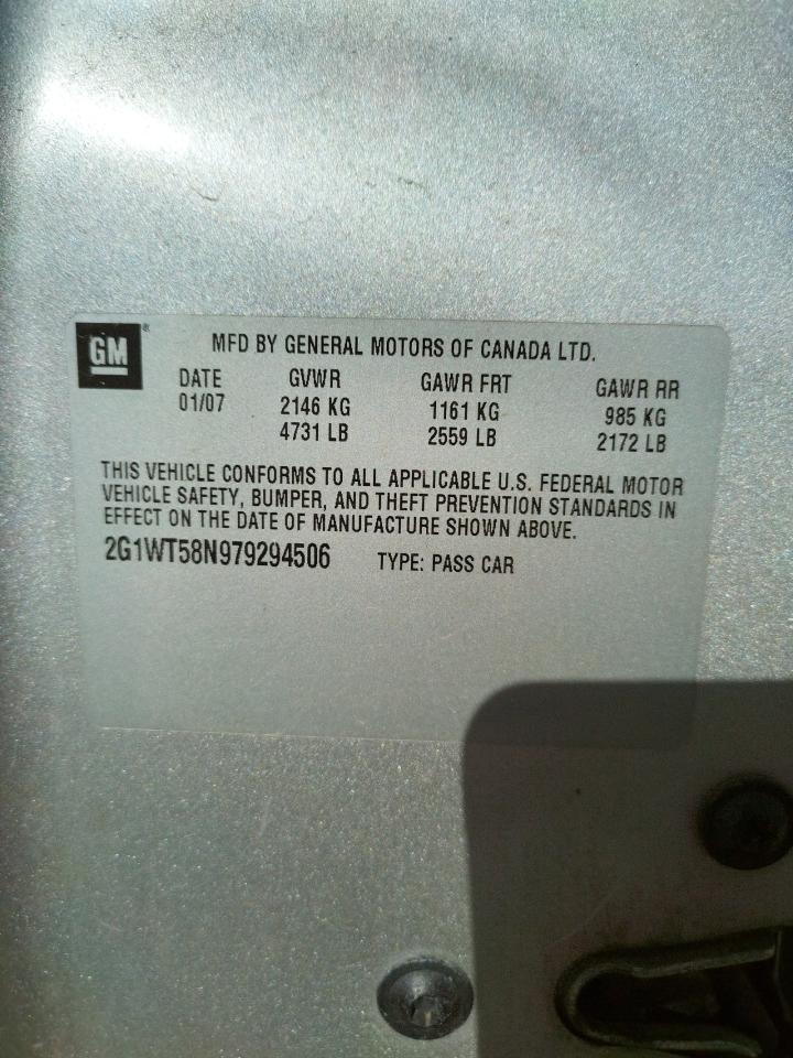 Photo 10 from auction – 2007 CHEVROLET IMPALA LT with VIN 2G1WT58N979294506