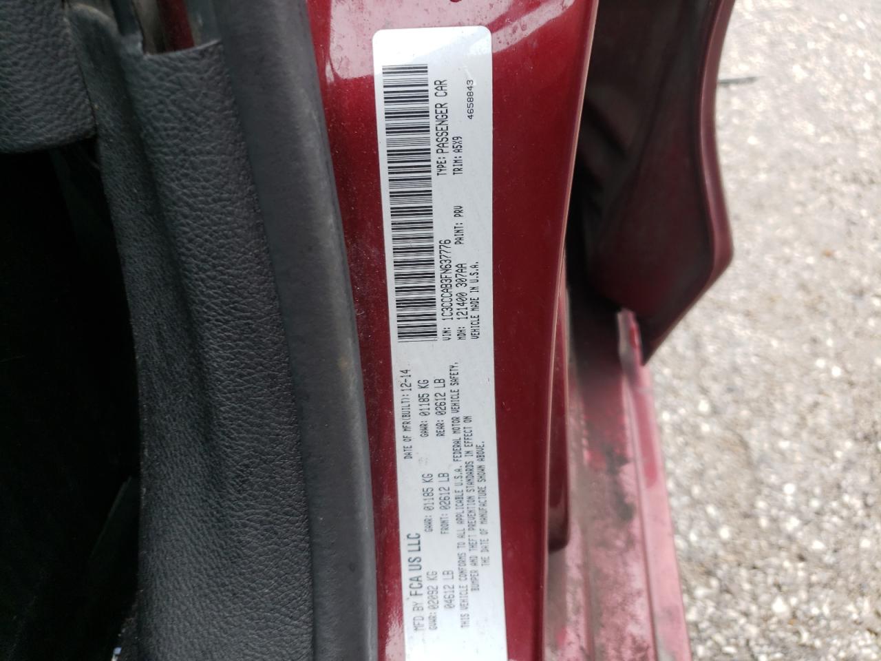 Photo 10 from auction – 2015 CHRYSLER 200 LIMITE with VIN 1C3CCCAB3FN637776