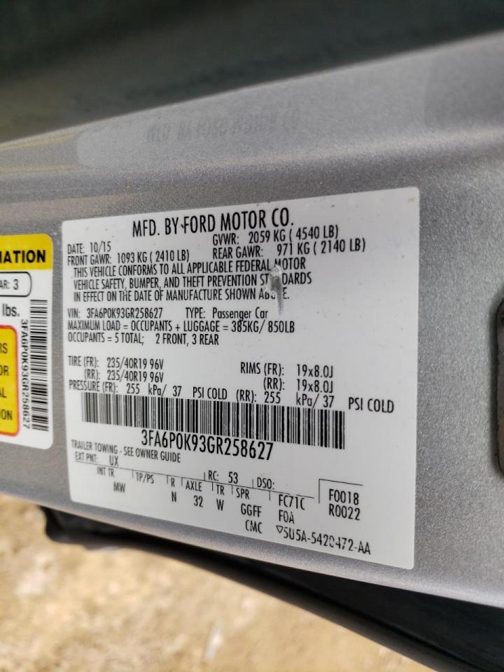 Photo 10 from auction – 2016 FORD FUSION TIT with VIN 3FA6P0K93GR258627