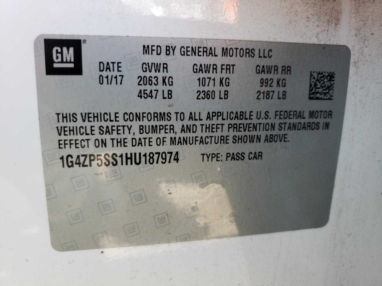 Photo 10 from auction – 2017 BUICK LACROSSE E with VIN 1G4ZP5SS1HU187974