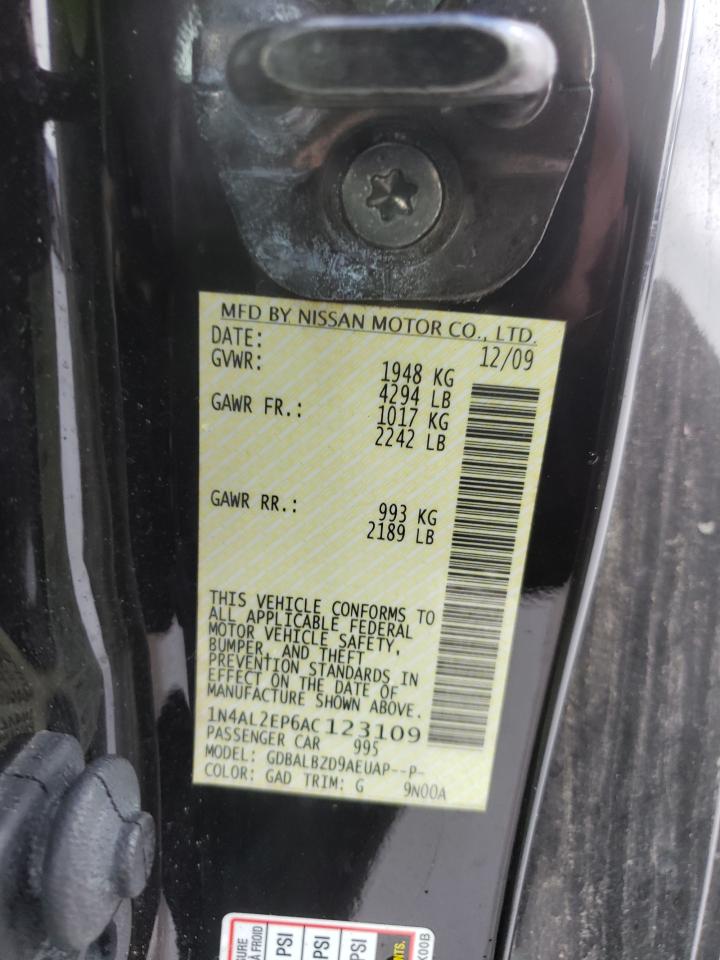 Photo 10 from auction – 2010 NISSAN ALTIMA S with VIN 1N4AL2EP6AC123109